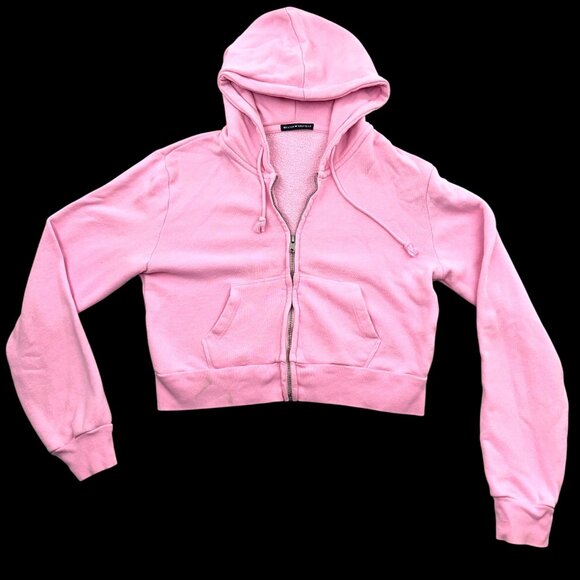 Brandy Melville Jackets & Blazers - Brandy Melville Pink Cropped Zip Up Hoodie